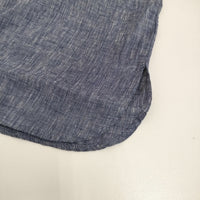 fog linen work リネン バンドカラーシャツワンピ スリット ワンピース ブルー レディース フォグリネンワーク【中古】5-0905M♪