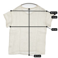fog linen work リネン Vネック ストライプ 半袖Ｔシャツ カットソー ライトベージュ レディース フォグリネンワーク【中古】5-0809S♪