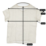 fog linen work リネン Vネック ストライプ 半袖Ｔシャツ カットソー ライトベージュ レディース フォグリネンワーク【中古】5-0809S♪