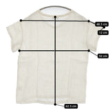 fog linen work リネン Vネック ストライプ 半袖Ｔシャツ カットソー ライトベージュ レディース フォグリネンワーク【中古】5-0809S♪