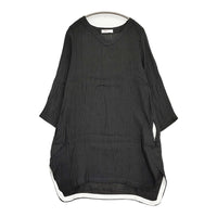 YARRA リネン Vネック 定価14800円 YR-64-004 ワンピース ブラック レディース ヤラ【中古】5-0905M♪