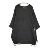 YARRA リネン Vネック 定価14800円 YR-64-004 ワンピース ブラック レディース ヤラ【中古】5-0905M♪