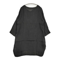 YARRA リネン Vネック 定価14800円 YR-64-004 ワンピース ブラック レディース ヤラ【中古】5-0905M♪