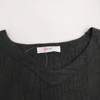 YARRA リネン Vネック 定価14800円 YR-64-004 ワンピース ブラック レディース ヤラ【中古】5-0905M♪