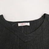 YARRA リネン Vネック 定価14800円 YR-64-004 ワンピース ブラック レディース ヤラ【中古】5-0905M♪