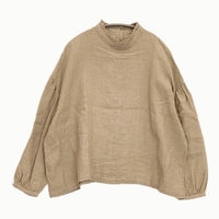 YARRA リネン フリルカラー 定価15000円 YR-94-002 ブラウス シャツ ベージュ レディース ヤラ【中古】5-0905M♪