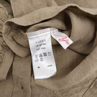 YARRA リネン フリルカラー 定価15000円 YR-94-002 ブラウス シャツ ベージュ レディース ヤラ【中古】5-0905M♪