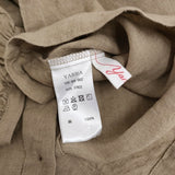YARRA リネン フリルカラー 定価15000円 YR-94-002 ブラウス シャツ ベージュ レディース ヤラ【中古】5-0905M♪