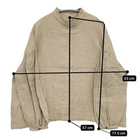 YARRA リネン フリルカラー 定価15000円 YR-94-002 ブラウス シャツ ベージュ レディース ヤラ【中古】5-0905M♪