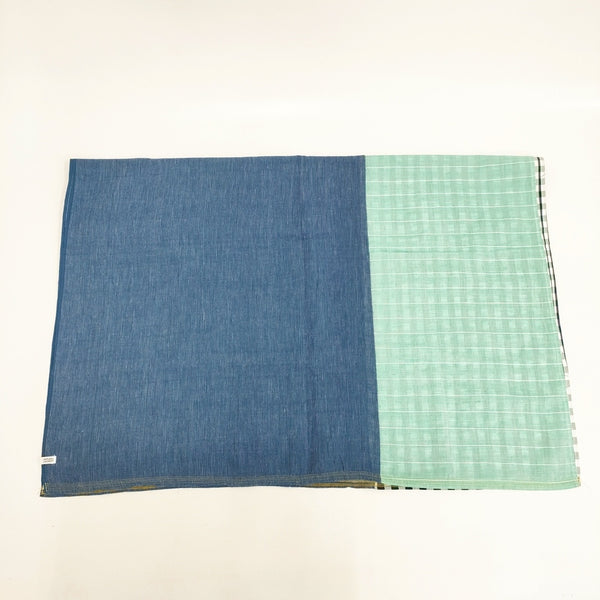 NATURAL LAUNDRY チェック ストライプ ボーダー ストール ネイビー ホワイト レディース ナチュラルランドリー【中古】5-0802M◎