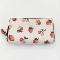 COACH 未使用品 ストロベリー チェリー ダブルジップ 財布 ホワイト レッド レディース コーチ【中古】5-0910G∞