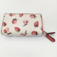 COACH 未使用品 ストロベリー チェリー ダブルジップ 財布 ホワイト レッド レディース コーチ【中古】5-0910G∞