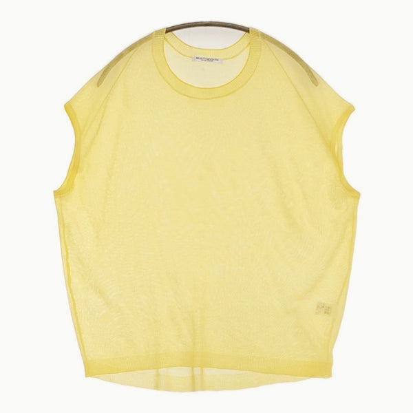 BEAUTY&YOUTH UNITED ARROWS シアーニットフレンチスリーブトップス ベスト イエロー レディース ビューティアンドユース【中古】5-0809S♪