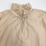 BEAUTY&YOUTH UNITED ARROWS ローンフリルネックブラウス 定価14300円 ベージュ レディース ビューティアンドユース【中古】5-0819M♪