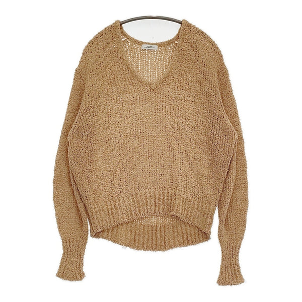 green label relaxing フリンジニットプルオーバーウォッシャブル 定価9900円 ベージュ レディース グリーンレーベルリラクシング【中古】5-0819M♪