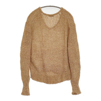 green label relaxing フリンジニットプルオーバーウォッシャブル 定価9900円 ベージュ レディース グリーンレーベルリラクシング【中古】5-0819M♪