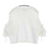 ASTRAET フリルスリーブ 定価19800円 5417-271-0175 半袖Ｔシャツ カットソー ホワイト レディース アストラット【中古】5-0809S♪