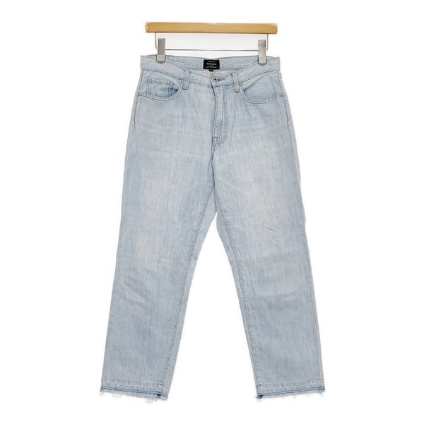 green label relaxing フリンジ カットオフ コットンリネン デニムパンツ ライトブルー レディース グリーンレーベルリラクシング【中古】5-1105G∞