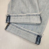 green label relaxing フリンジ カットオフ コットンリネン デニムパンツ ライトブルー レディース グリーンレーベルリラクシング【中古】5-1105G∞