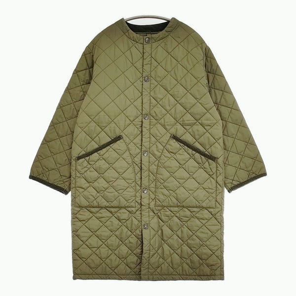 Barbour QUILTED NO COLLAR COAT 2002273 サイズ10 キルティング ノーカラー コート カーキ レディース バブアー【中古】5-1103T♪