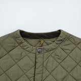 Barbour QUILTED NO COLLAR COAT 2002273 サイズ10 キルティング ノーカラー コート カーキ レディース バブアー【中古】5-1103T♪