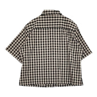 MHL. NATURAL COTTON GINGHAM サイズ3 定価19000円 595-0152541 半袖シャツ 20SS ブラック ベージュ レディース エムエイチエル【中古】5-0809S♪