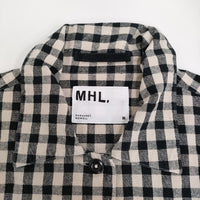 MHL. NATURAL COTTON GINGHAM サイズ3 定価19000円 595-0152541 半袖シャツ 20SS ブラック ベージュ レディース エムエイチエル【中古】5-0809S♪