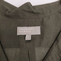 MARGARET HOWELL コットンシルク フリル 578-152209 サイズ1 ブラウス シャツ カーキ レディース マーガレットハウエル【中古】5-0809S♪