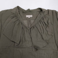 MARGARET HOWELL コットンシルク フリル 578-152209 サイズ1 ブラウス シャツ カーキ レディース マーガレットハウエル【中古】5-0809S♪