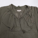MARGARET HOWELL コットンシルク フリル 578-152209 サイズ1 ブラウス シャツ カーキ レディース マーガレットハウエル【中古】5-0809S♪