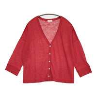 style+confort tricot 401-81503 サイズ2 リネン カーディガン レッド レディース スティールエコンフォール【中古】5-0905M♪