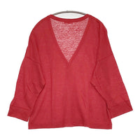 style+confort tricot 401-81503 サイズ2 リネン カーディガン レッド レディース スティールエコンフォール【中古】5-0905M♪