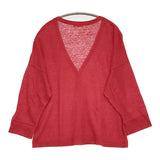 style+confort tricot 401-81503 サイズ2 リネン カーディガン レッド レディース スティールエコンフォール【中古】5-0905M♪