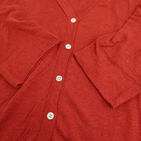 style+confort tricot 401-81503 サイズ2 リネン カーディガン レッド レディース スティールエコンフォール【中古】5-0905M♪