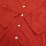 style+confort tricot 401-81503 サイズ2 リネン カーディガン レッド レディース スティールエコンフォール【中古】5-0905M♪