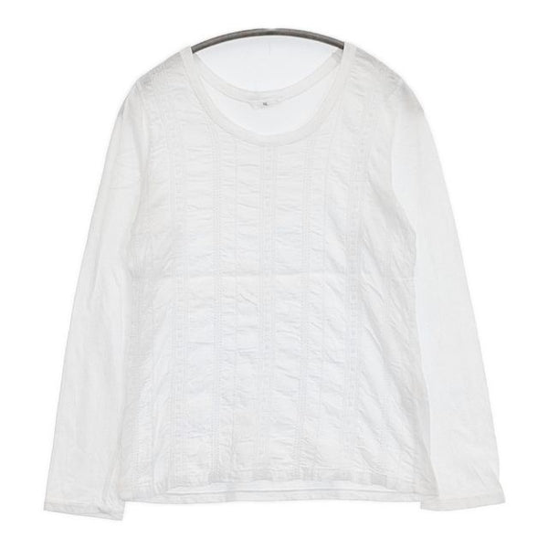 45R/45rpm カットワーク 長袖Ｔシャツ カットソー ロンＴ ホワイト レディース フォーティーファイブアールピーエム【中古】5-1103M∞