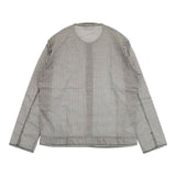 homspun 161-5534 コットン ノーカラー ギンガムチェック ブラウス シャツ グレージュ ホワイト レディース ホームスパン【中古】5-1103M∞