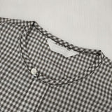 homspun 161-5534 コットン ノーカラー ギンガムチェック ブラウス シャツ グレージュ ホワイト レディース ホームスパン【中古】5-1103M∞