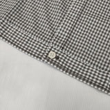 homspun 161-5534 コットン ノーカラー ギンガムチェック ブラウス シャツ グレージュ ホワイト レディース ホームスパン【中古】5-1103M∞