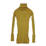 tumugu ランダムリブニット ロングタートルネックカットソー コットン セーター ニット イエロー レディース ツムグ【中古】5-1022T∞