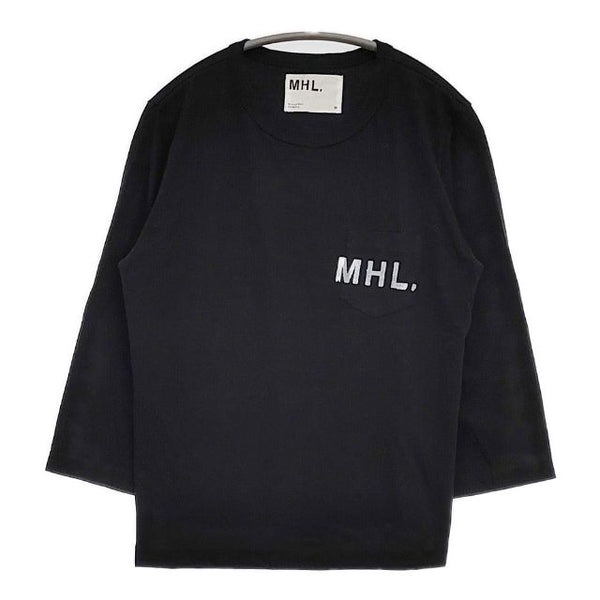 MHL. 595-8169570 ポケット ロゴプリント 長袖Ｔシャツ カットソー ロンＴ ブラック レディース エムエイチエル【中古】5-1103M∞