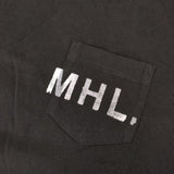 MHL. 595-8169570 ポケット ロゴプリント 長袖Ｔシャツ カットソー ロンＴ ブラック レディース エムエイチエル【中古】5-1103M∞