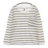 MHL. 595-169378 コットン ポケット ボーダー 長袖Ｔシャツ カットソー ロンＴ ホワイト ベージュ レディース エムエイチエル【中古】5-1103M∞