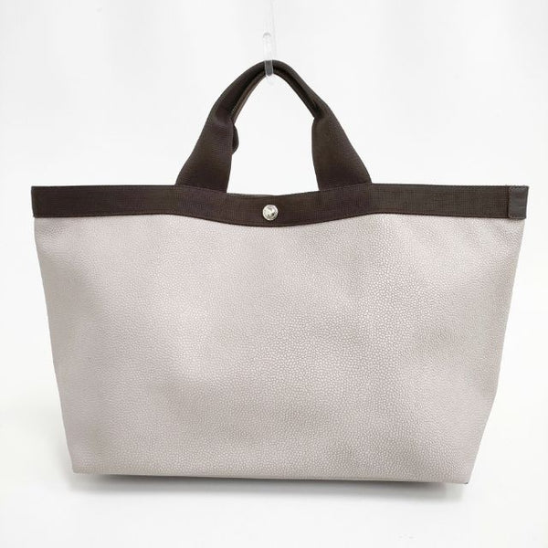 Herve Chapelier 705GPコーテッドキャンバススクエアトートL A4サイズ マスティック×モカ トートバッグ ベージュ ブラウン レディース エルベ・シャプリエ【中古】5-1015G∞