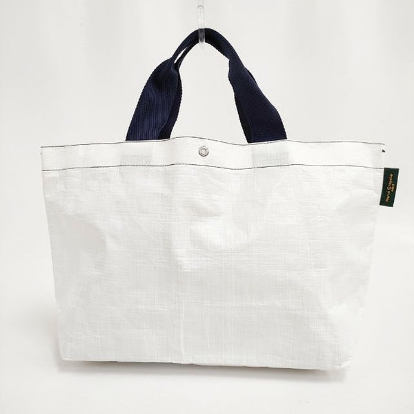 Herve Chapelier 2012PP マルシェバッグM トートバッグ ホワイト ネイビー レディース エルベ・シャプリエ【中古】5-1015G∞