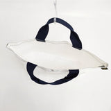 Herve Chapelier 2012PP マルシェバッグM トートバッグ ホワイト ネイビー レディース エルベ・シャプリエ【中古】5-1015G∞