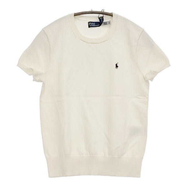 POLO RALPH LAUREN 新品 コットンブレンドショートスリーブ サイズXS ニット ホワイト レディース ポロ・ラルフローレン【中古】5-0731S♪