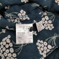 Sally Scott フラワー刺繍 花柄 サイズ9R 五分袖 ハーフスリーブ ブラウス シャツ ブルーグリーン レディース サリースコット【中古】5-0809S♪