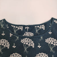 Sally Scott フラワー刺繍 花柄 サイズ9R 五分袖 ハーフスリーブ ブラウス シャツ ブルーグリーン レディース サリースコット【中古】5-0809S♪