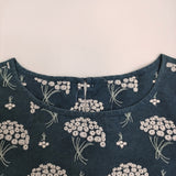 Sally Scott フラワー刺繍 花柄 サイズ9R 五分袖 ハーフスリーブ ブラウス シャツ ブルーグリーン レディース サリースコット【中古】5-0809S♪